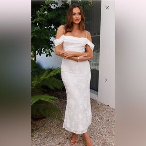 Hello Molly Good Fun Off Shoulder Maxi Dress White